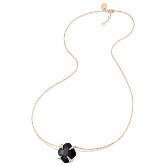 Onyx And Diamonds Rose Gold Victoria Lys Necklace