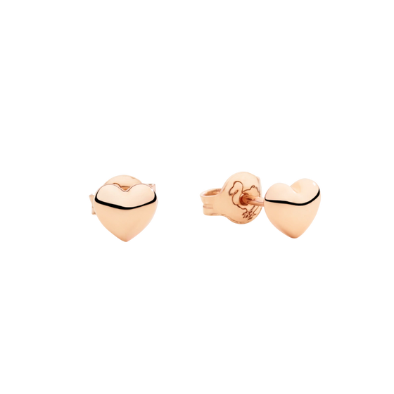 Rose Gold Heart Stud Earrings