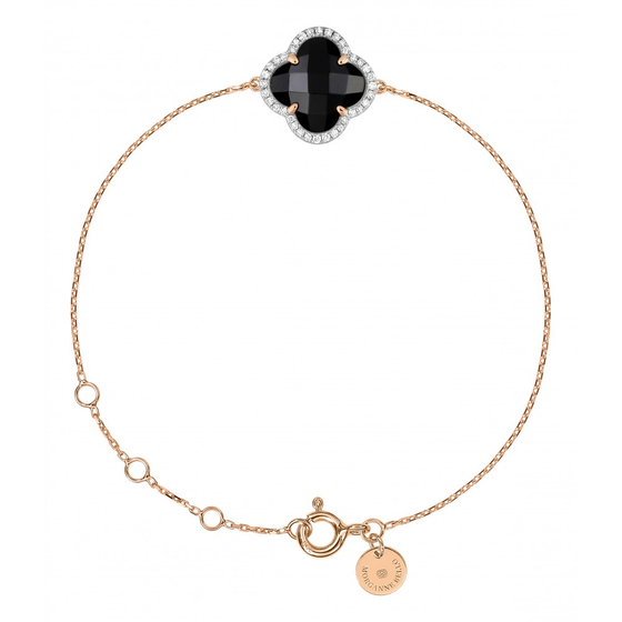 Bracelet Victoria Diamants Onyx + Diamants Or Rose