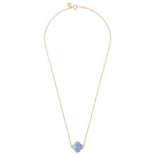 Blue Lace Agate Clover Yellow Gold Necklace