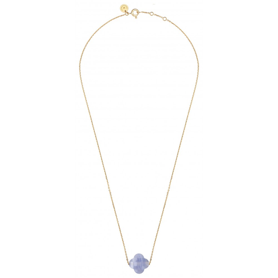 Collier, Agate Bleue Dentelle, Or Jaune