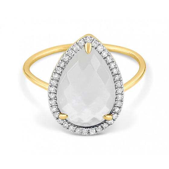 Mother Of Pearl And Diamonds Yellow Gold Alma Ring