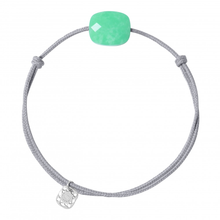  Bracelet, Chrysoprase Menthe, Cordon Gris Souris