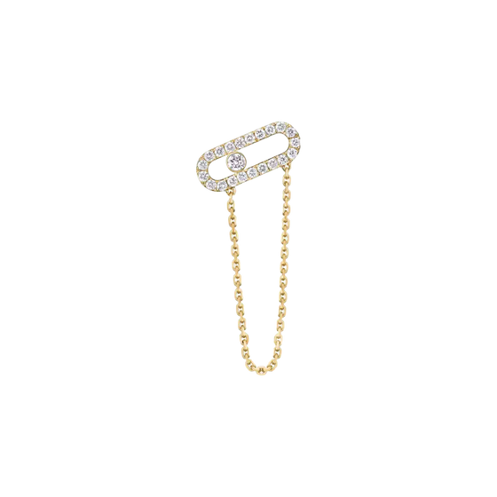 Move Uno Single Chain Earring Yellow Gold Diamond Earrings