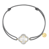 Bracelet, Mother Of Pearl, Diamonds, Grey Cord, Yellow Gold