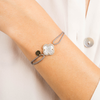 Bracelet, Mother Of Pearl, Diamonds, Grey Cord, Yellow Gold