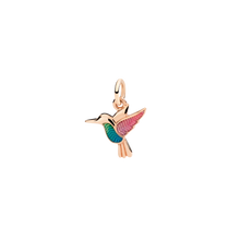  Rose Gold & Enamel Hummingbird Charm