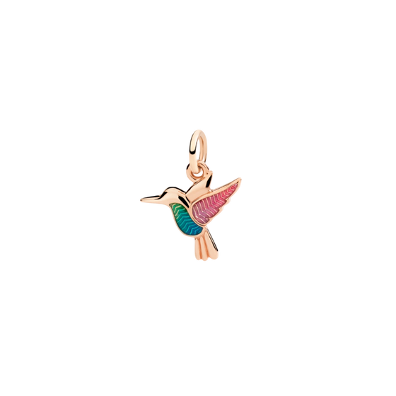 Pendentif Colibri Or Rose Et Émail