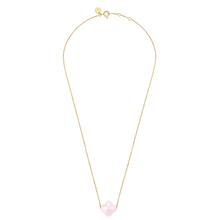  Necklace, Powdery Pink Quartz, Yellow Gold