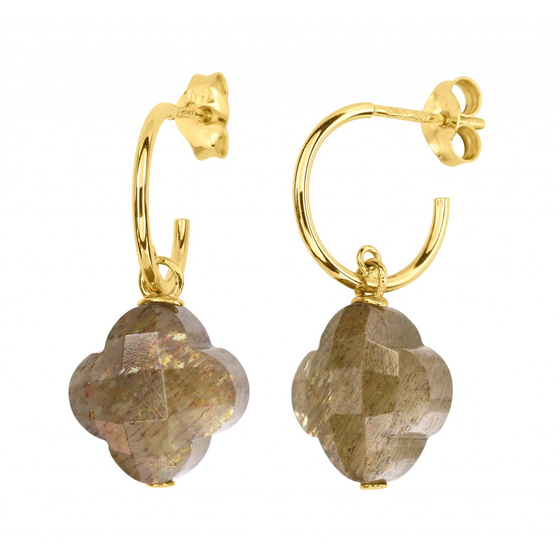 Earrings, Sunstone, Yellow Gold