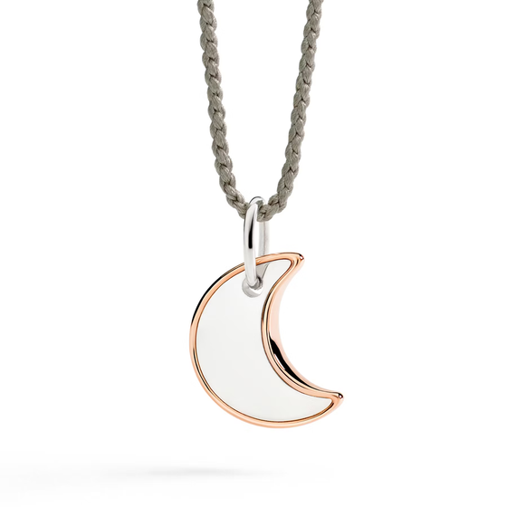 Pendentif Xl Luna Argent Et Or Rose