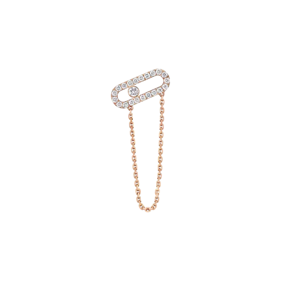 Move Uno Single Chain Earring Pink Gold Diamond Earrings