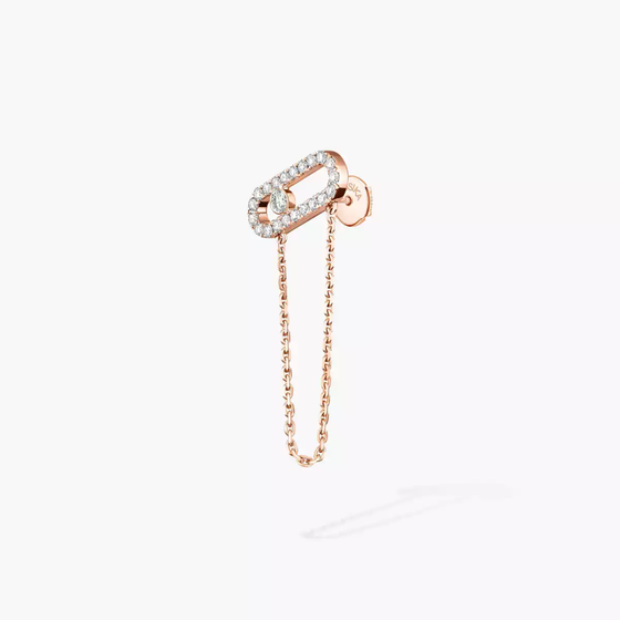 Move Uno Single Chain Earring Pink Gold Diamond Earrings