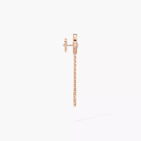 Move Uno Single Chain Earring Pink Gold Diamond Earrings