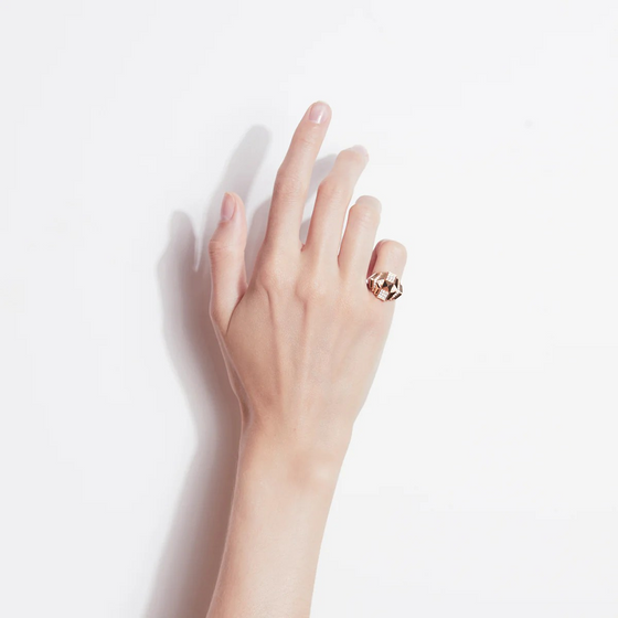 Bague Rockaway Mini Pyramide Semi Pavée & Or Rose