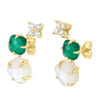 Earrings, Mother Of Pearl, Green Agate, Diamonds, Yellow Gold