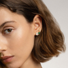 Earrings, Mother Of Pearl, Green Agate, Diamonds, Yellow Gold