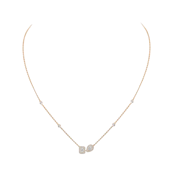 My Twin Toi & Moi Pink Gold Diamond Necklace