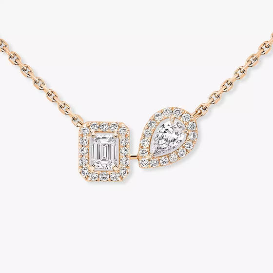 My Twin Toi & Moi Pink Gold Diamond Necklace