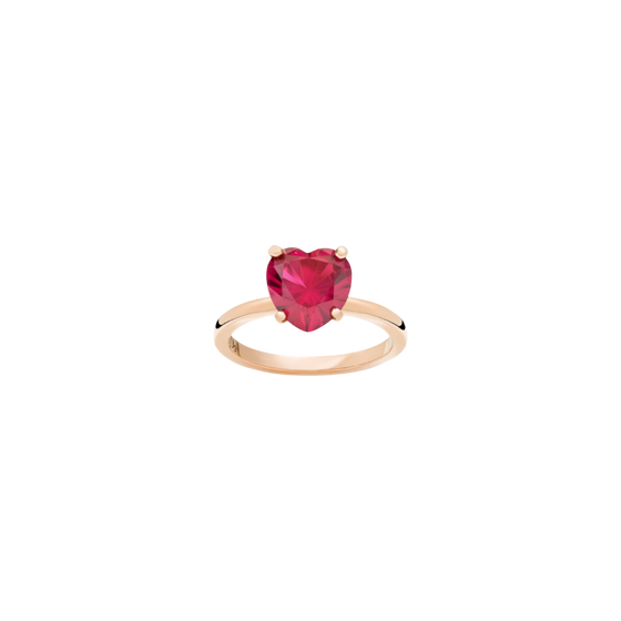 Bague Cœur Or Rose & Rubis Synthétique