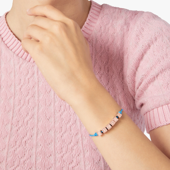 Gold Plated Silver Cube & Cord Bracelet