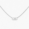Move Uno necklace, mini model Move Uno necklace in 18-karat white gold, motif set with a moving brilliant-cut diamond in the center.