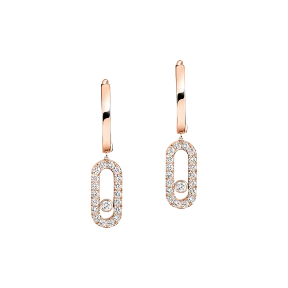 Move Uno Hoop Earrings Pink Gold Diamond Earrings