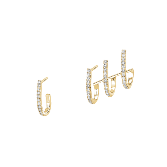 Yellow Gold Diamond Earrings Multi-Créoles Gatsby