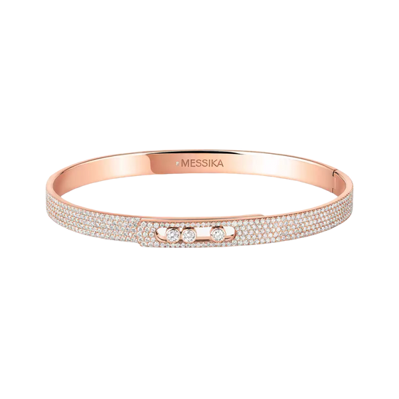 Move Noa SM Pavé Bangle Pink Gold Diamond Bracelet