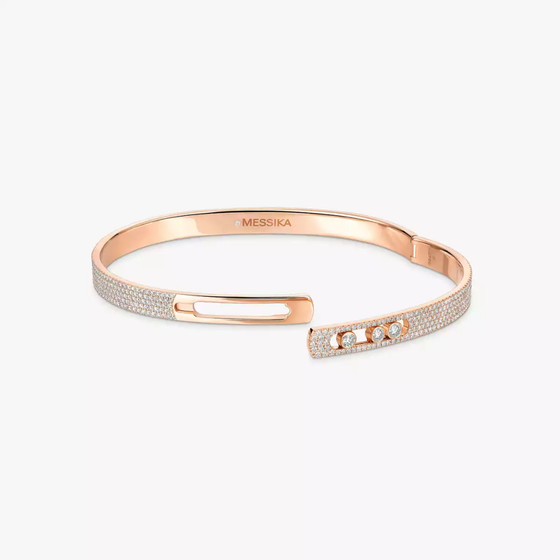 Move Noa SM Pavé Bangle Pink Gold Diamond Bracelet