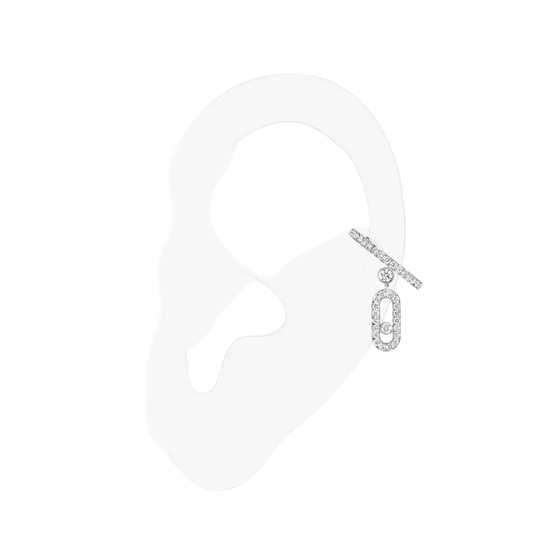 Move Uno Single Clip Pavé Drop Pendant White Gold Diamond Earrings