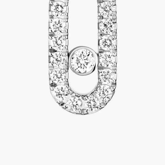 Move Uno Single Clip Pavé Drop Pendant White Gold Diamond Earrings