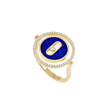  Yellow Gold Diamond Ring Lucky Move SM Lapis Lazuli