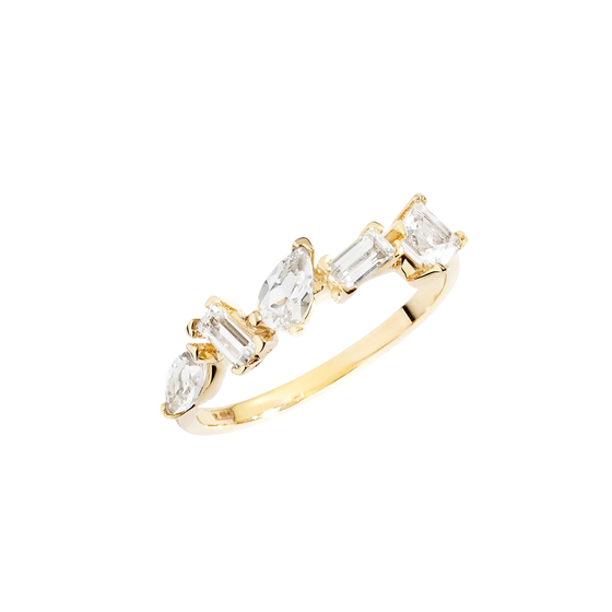 Bague Demi-éternité En Topazes Blanches