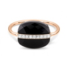 Bague, Onyx, Diamants, Or Rose