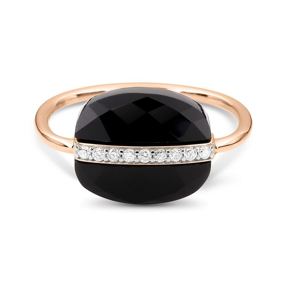 Bague, Onyx, Diamants, Or Rose