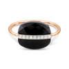 Ring, Onyx Cushion, Diamonds, Rose Gold
