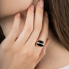 Ring, Onyx Cushion, Diamonds, Rose Gold
