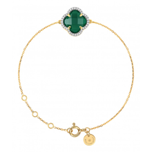  Bracelet Victoria Diamants Agate Verte + Diamants Or Jaune