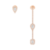 My Twin Hameçon Pavé et Puce 3x010ct Boucles d'oreilles Diamant Or Rose