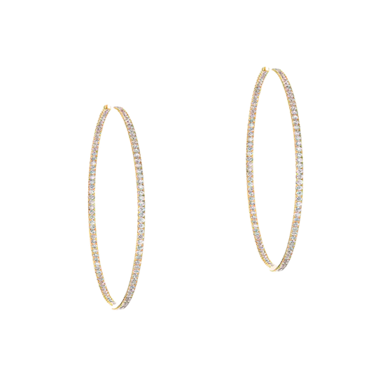 Gatsby Small Hoop Yellow Gold Diamond Earrings