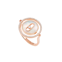  Lucky Move SM White Mother-of-Pearl Pink Gold Diamond Ring