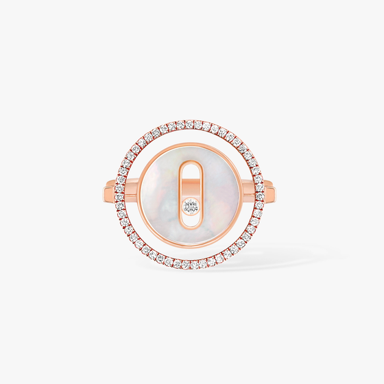 Pink Gold Diamond Ring Lucky Move SM White Mother-of-Pearl
