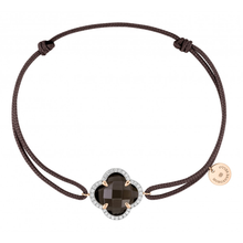  Bracelet, Smoky Quartz, Diamonds, Taupe Cord, Rose Gold