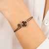 Bracelet, Smoky Quartz, Diamonds, Taupe Cord, Rose Gold