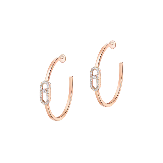 Move Uno Small Hoop Earrings Pink Gold Diamond Earrings