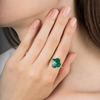 Green Agate Clover Yellow Gold Ring