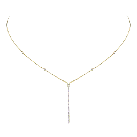 Gatsby Vertical Bar Yellow Gold Diamond Necklace