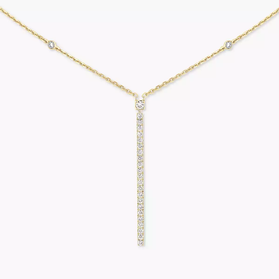 Gatsby Vertical Bar Yellow Gold Diamond Necklace
