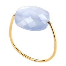  Blue Lace Agate Cushion Yellow Gold Ring